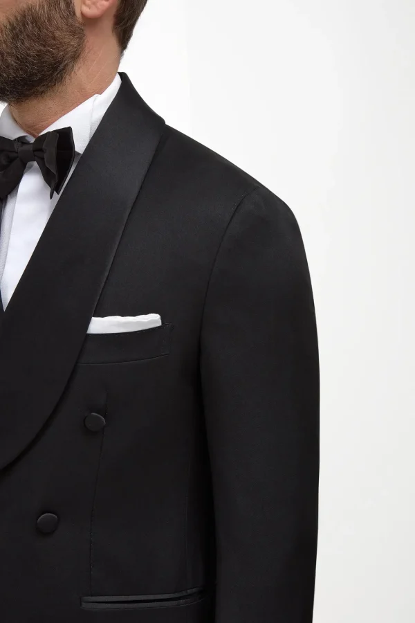 Black double breasted tuxedo jacket - Made in Italy
