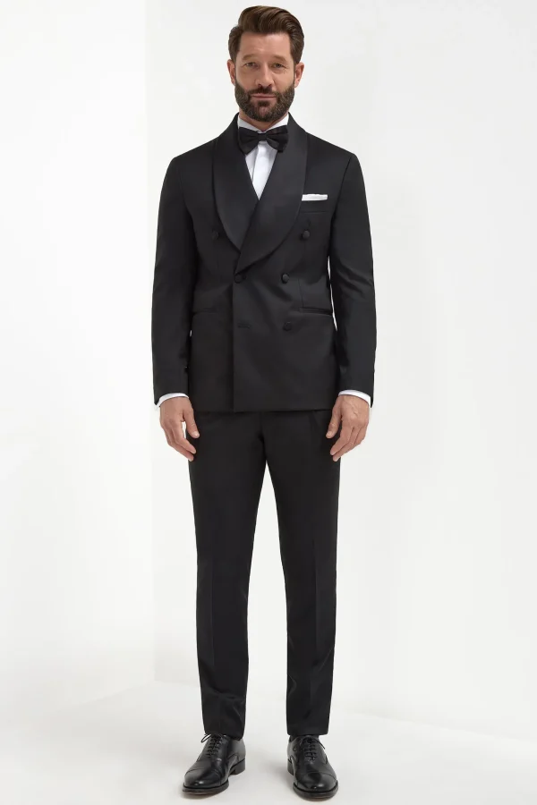Black double breasted tuxedo jacket - Made in Italy