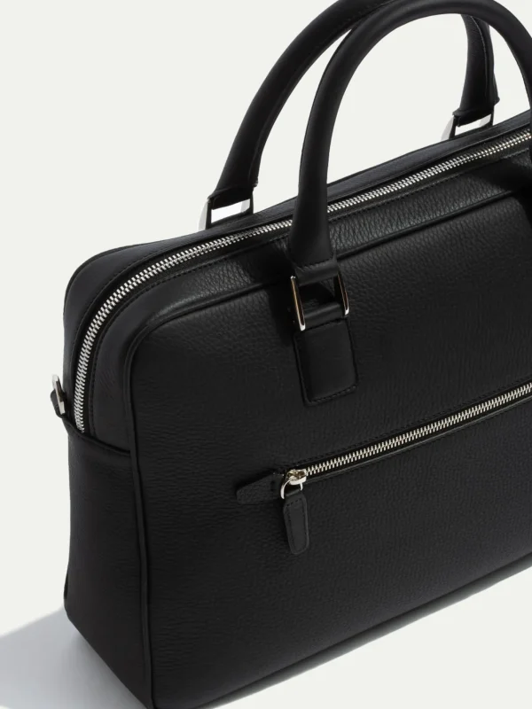 Black leather briefcase - Made in Italy