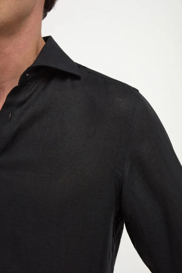 Black linen shirt - Made in Italy