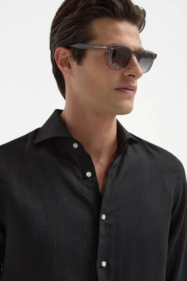 Black linen shirt - Made in Italy