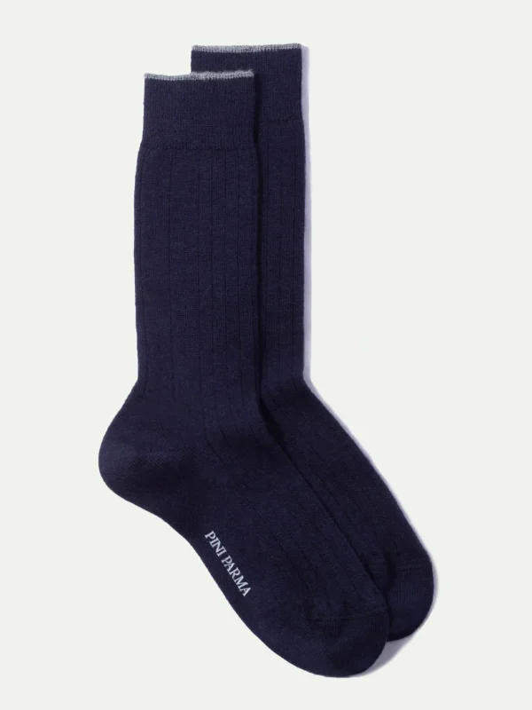 Blue - Super durable Wool short socks - Made in Italy