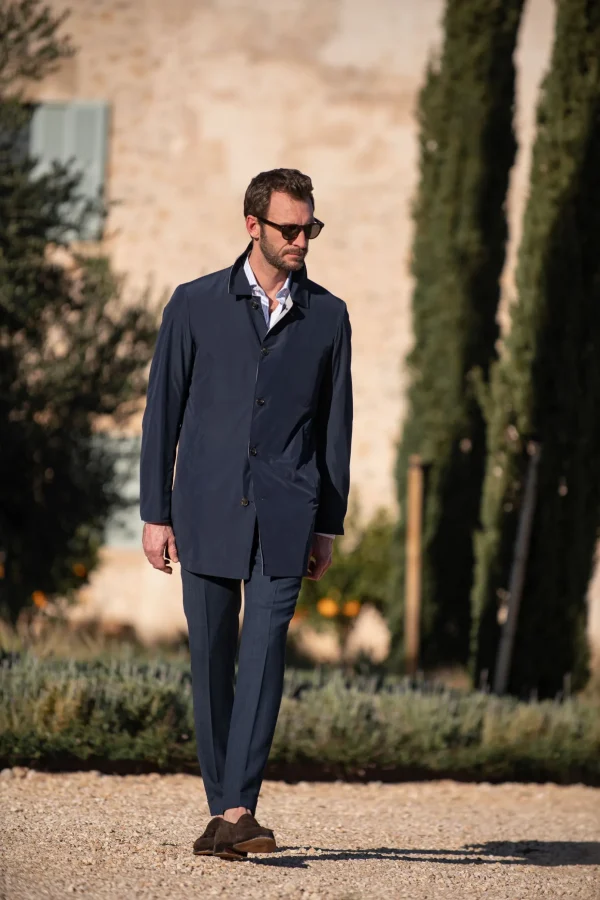Blue and grey reversible raincoat - Made in Italy