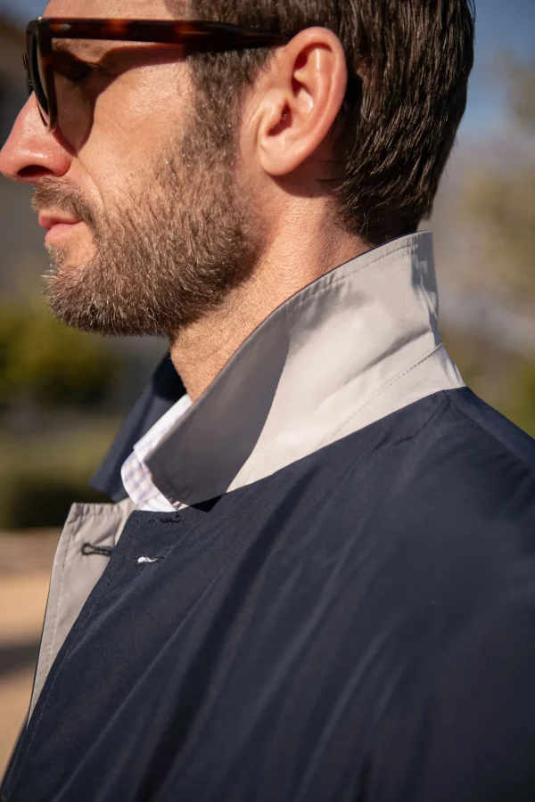 Blue and grey reversible raincoat - Made in Italy