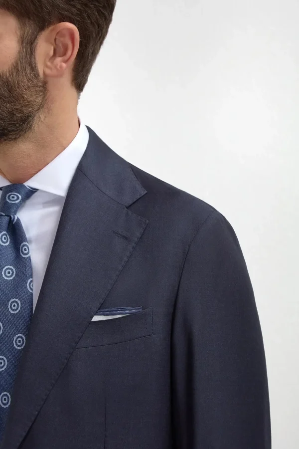Blue Avio Full Canvas Suit - Made in Italy