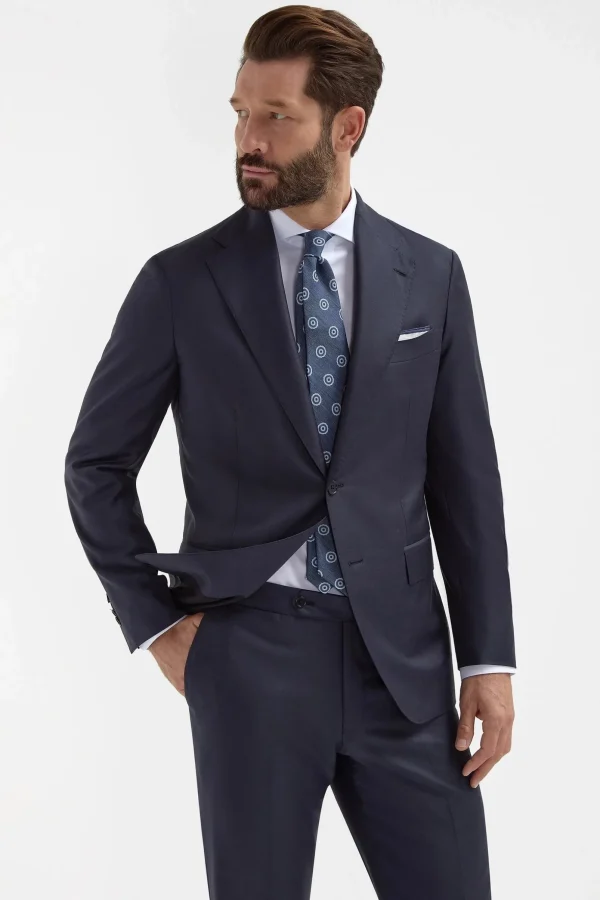 Blue Avio Full Canvas Suit - Made in Italy