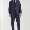 Blue Avio Prince of Wales Full Canvas suit - Made in Italy