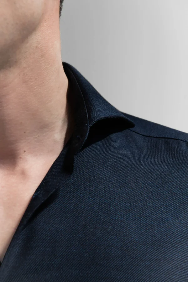 Blue cashmere and cotton shirt - Made in Italy