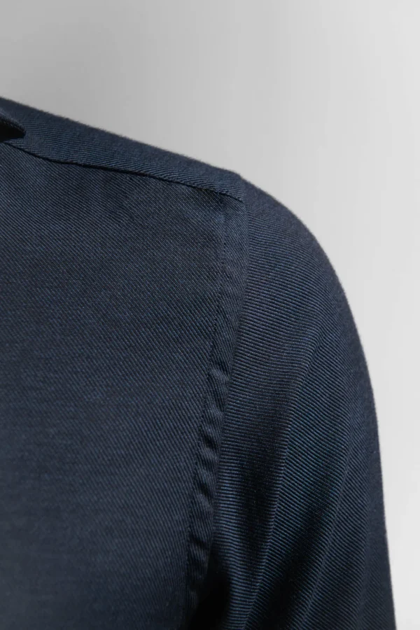 Blue cashmere and cotton shirt - Made in Italy