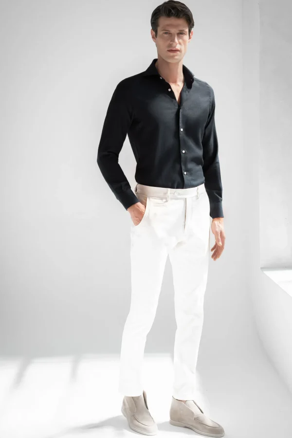 Blue cashmere and cotton shirt - Made in Italy