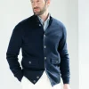 Blue Cashmere Knitted Bomber – Made in Italy