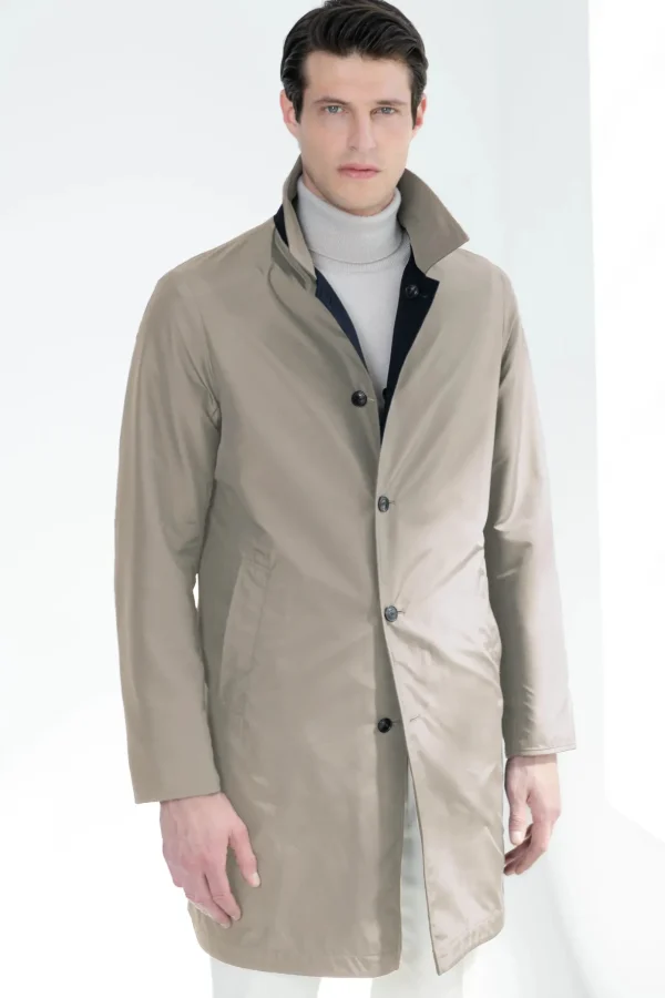 Blue cashmere reversible coat - Made in Italy