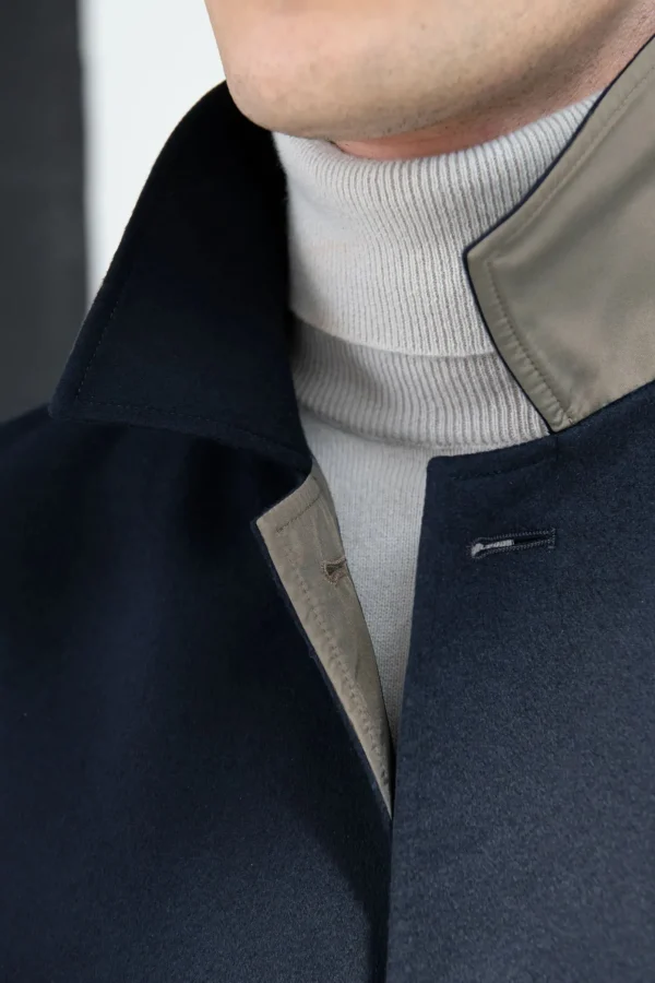 Blue cashmere reversible coat - Made in Italy