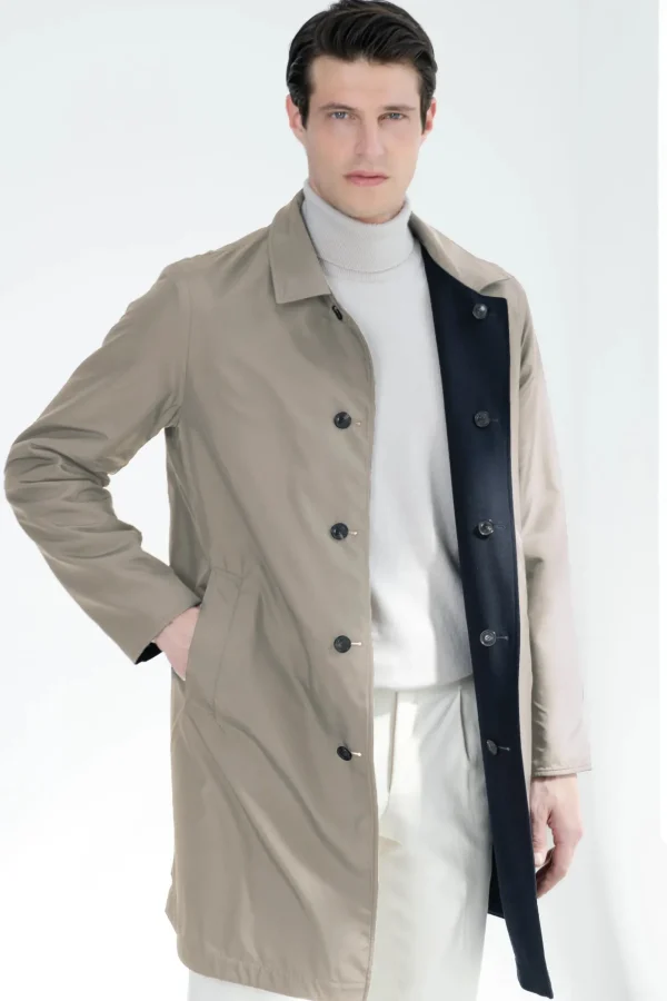 Blue cashmere reversible coat - Made in Italy