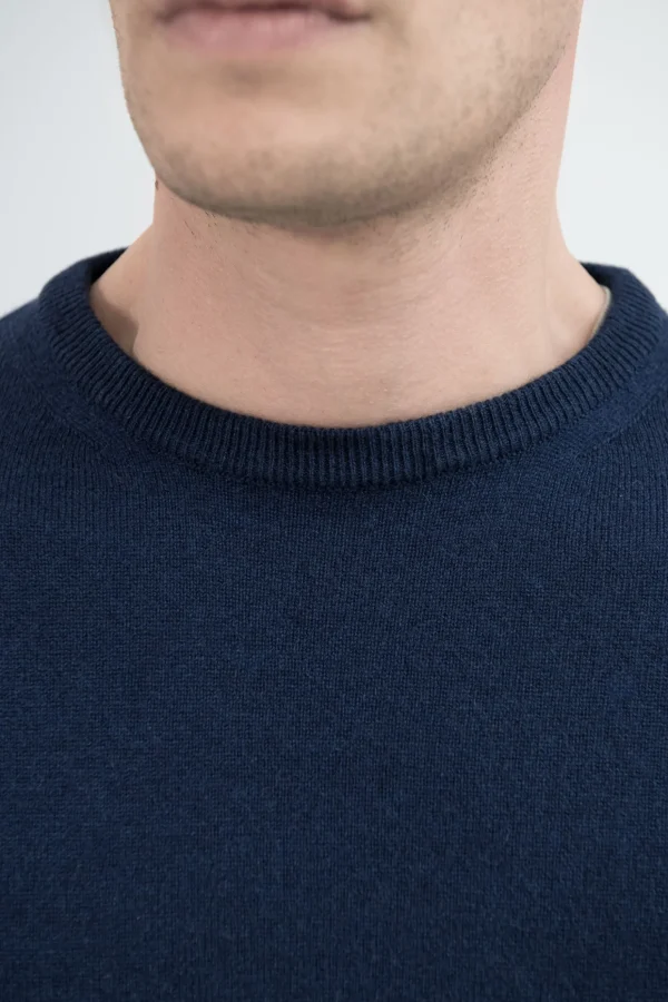 Blue cashmere round neck – Made in italy