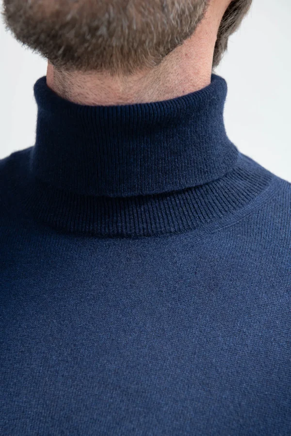 Blue cashmere turtleneck – Made in italy