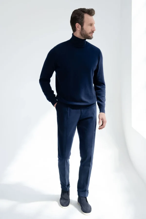Blue cashmere turtleneck – Made in italy