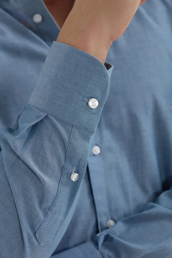 Blue chambray button down shirt - Made in Italy