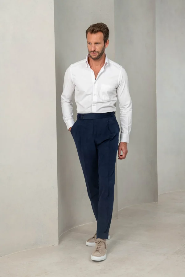 Blue cotton Soragna trousers - Made in Italy