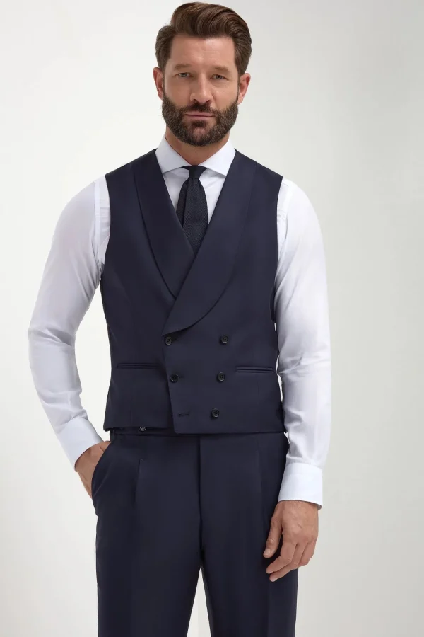 Blue double breasted waistcoat - Made in Italy