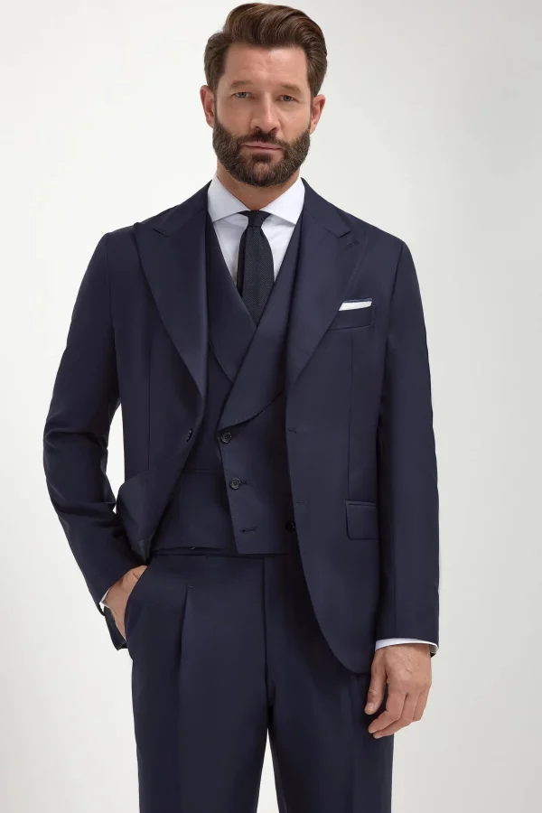 Blue double breasted waistcoat - Made in Italy