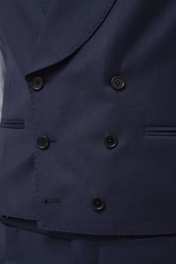 Blue double breasted waistcoat - Made in Italy