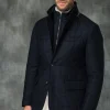 Blue down jacket in wool & cashmere – Made in Italy