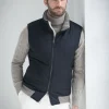 Blue down vest in wool & cashmere – Made in Italy