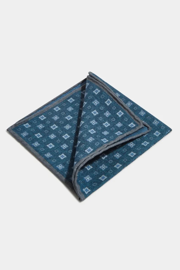 Blue fancy reversible pocket square - Made in Italy