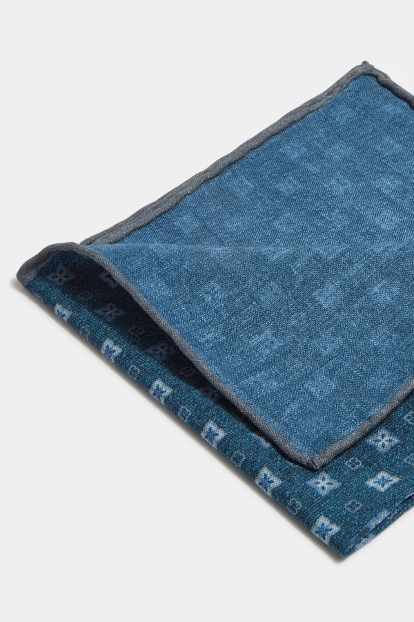 Blue fancy reversible pocket square - Made in Italy