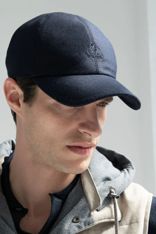 Blue flannel baseball cap - Made in Italy