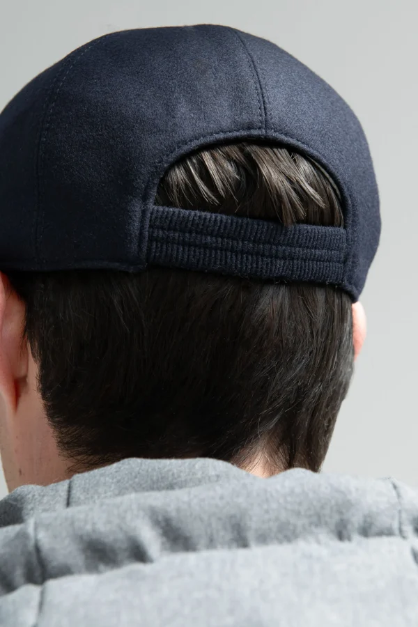 Blue flannel baseball cap - Made in Italy
