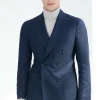 Blue flannel double breasted jacket - Made in Italy