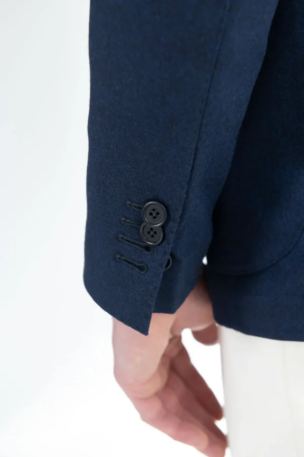 Blue flannel double breasted jacket - Made in Italy
