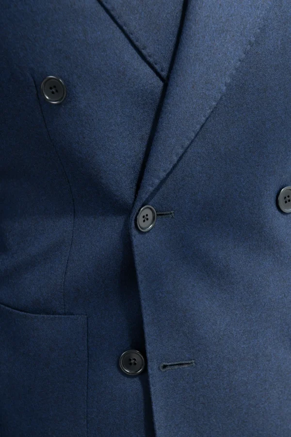 Blue flannel double breasted jacket - Made in Italy