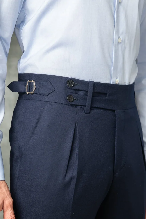 Blue flannel Limited Edition trousers - Made in Italy