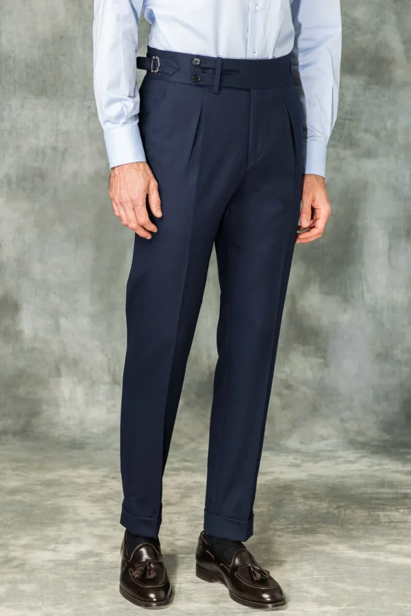 Blue flannel Limited Edition trousers - Made in Italy