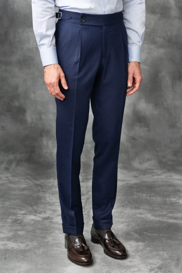 Blue flannel Soragna trousers - Made in Italy