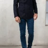 Blue flannel super 180'S double breasted jacket - Made in Italy