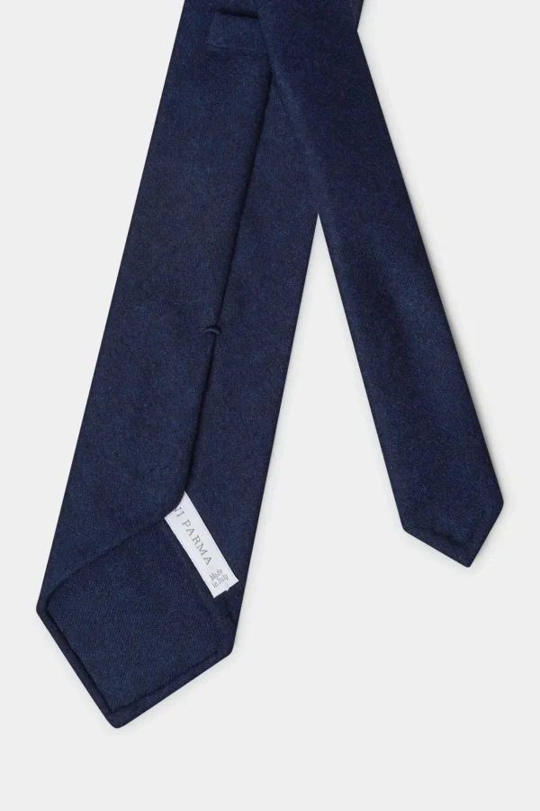 Blue flannel tie - Made In Italy