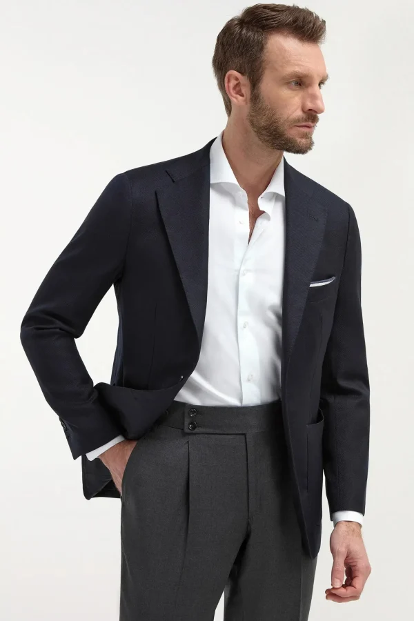 Blue Full Canvas Blazer - Made in Italy