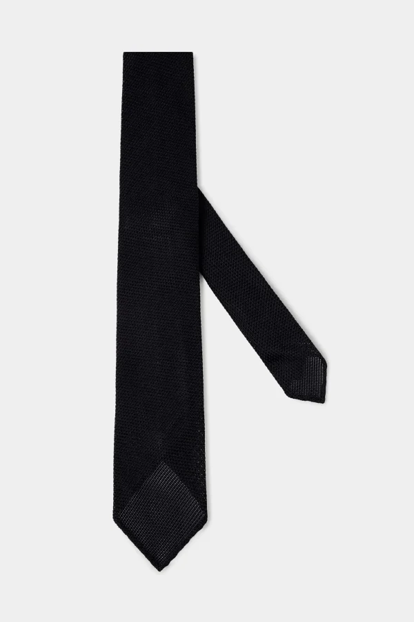 Blue grenadine silk tie - Hand Made In Italy
