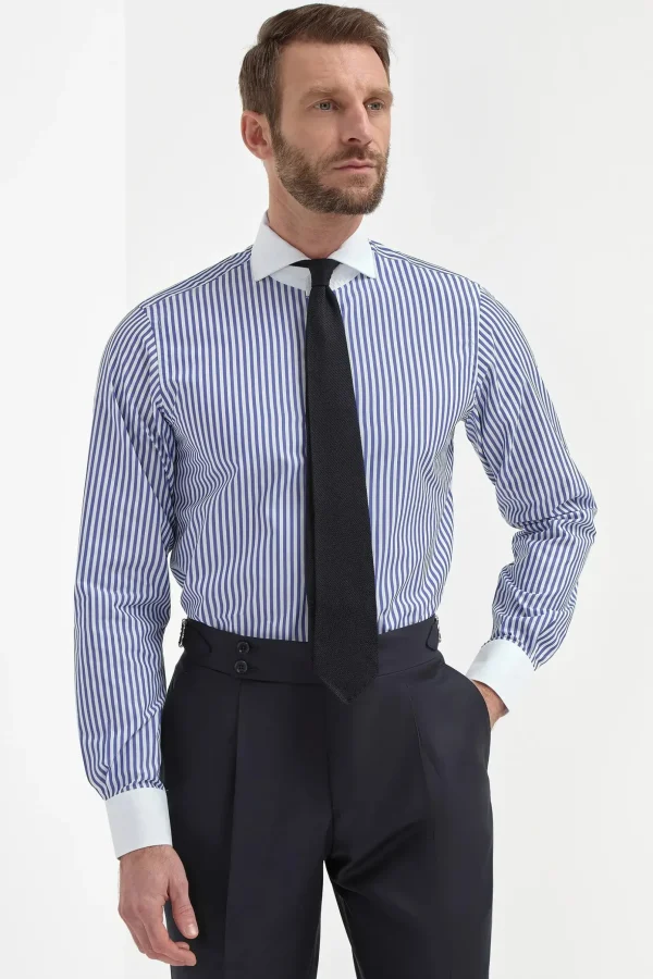 Blue grenadine silk tie - Hand Made In Italy