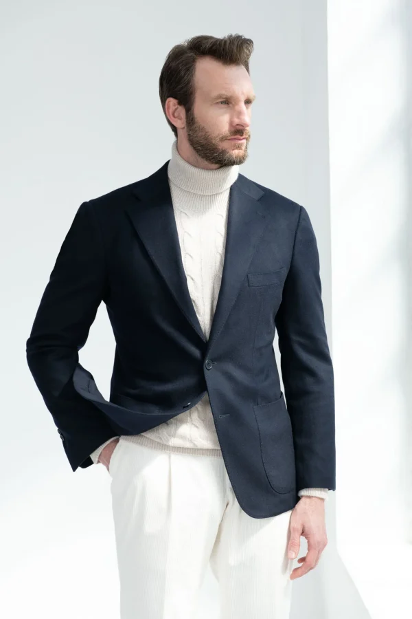 Blue jacket in cashmere - Made in Italy