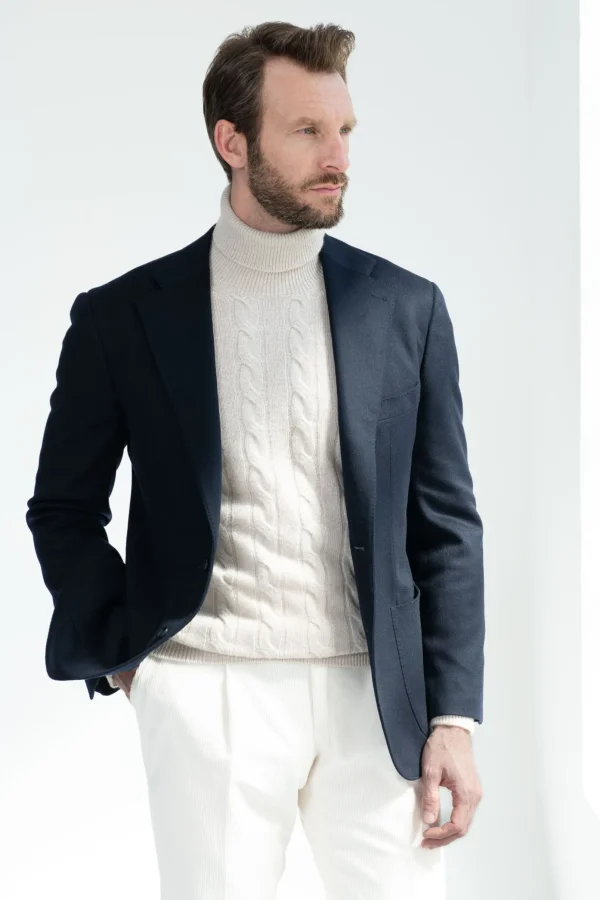 Blue jacket in cashmere - Made in Italy