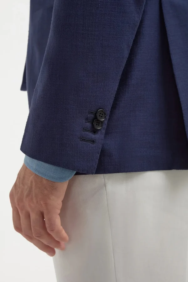Blue jacket in cotton and silk - Made in Italy