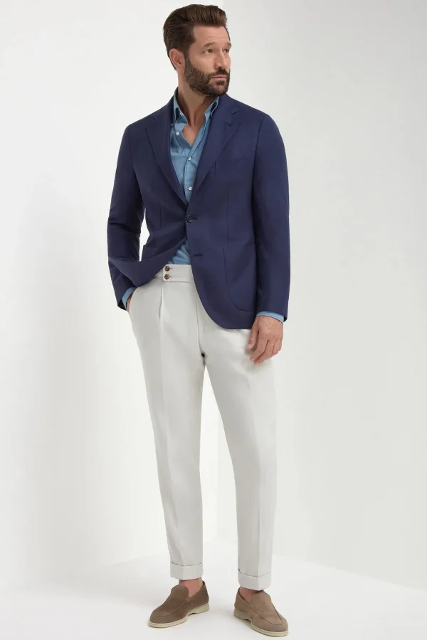 Blue jacket in cotton and silk - Made in Italy