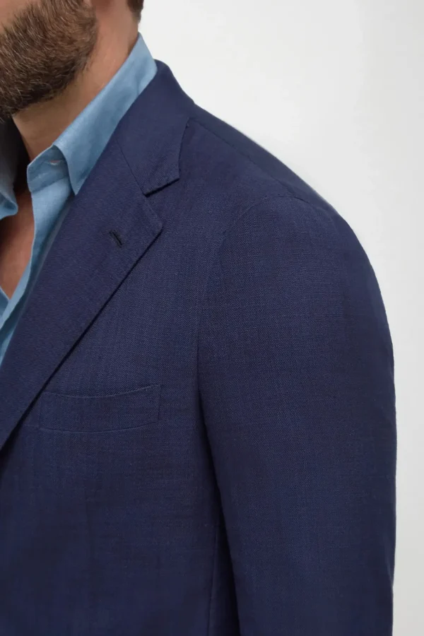 Blue jacket in cotton and silk - Made in Italy