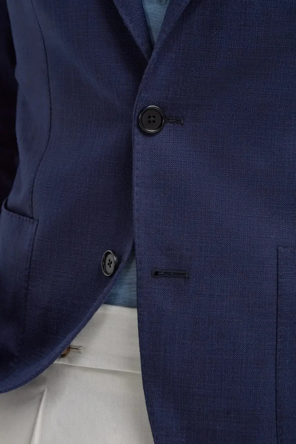 Blue jacket in cotton and silk - Made in Italy