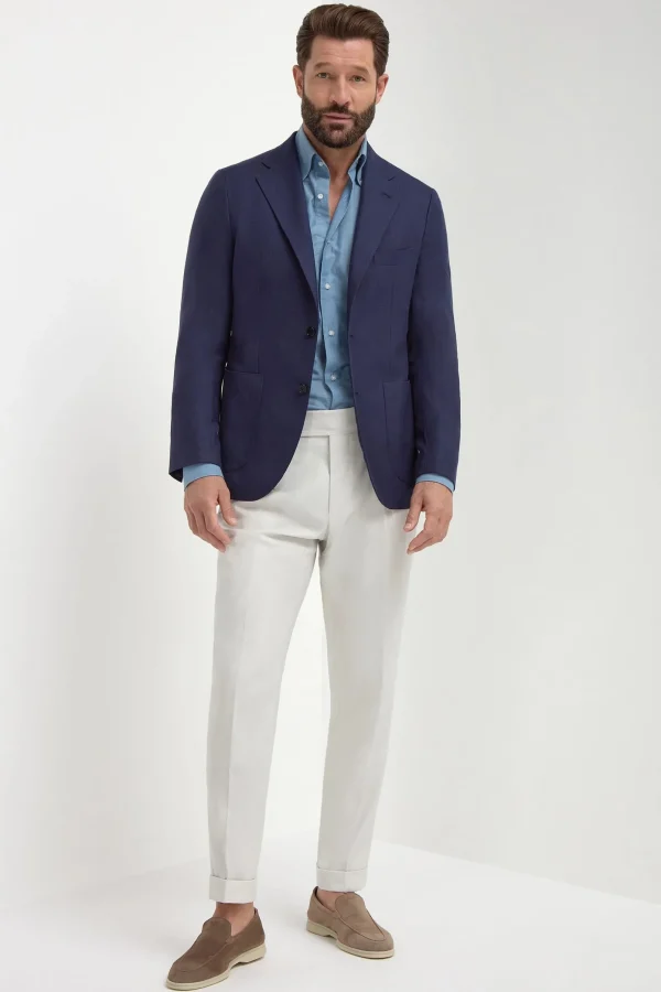 Blue jacket in cotton and silk - Made in Italy